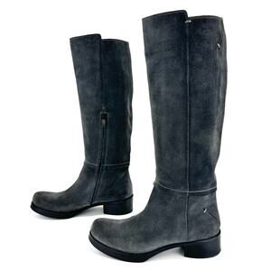 Costume National Women Gray High-End Boot Size 7.5 Luxury Italian Suede Platform